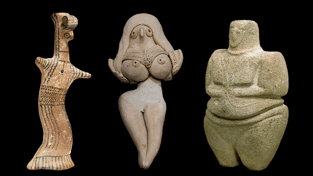 animated gif of ancient goddess statues dancing