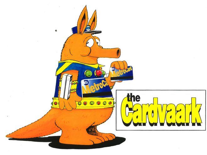An illustration of Cardvaark, who was almost the MTA's MetroCard mascot